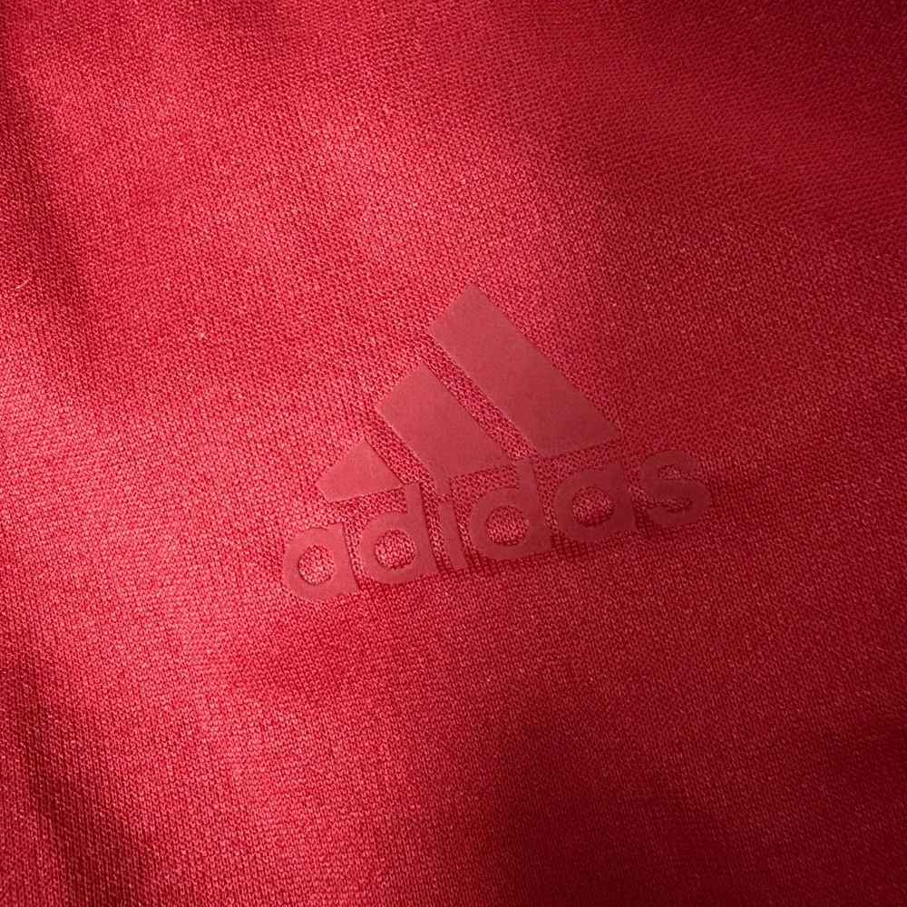 Adidas Mens 2XL Red 3-Stripe Full Zip Track Jacket Bomber Collar Activewear